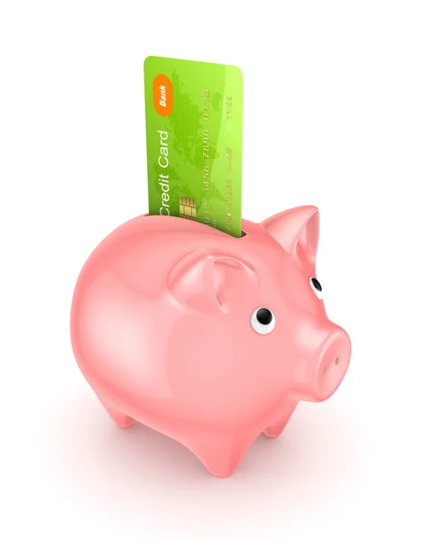 Piggy bank and credit card. — Stock Photo, Image