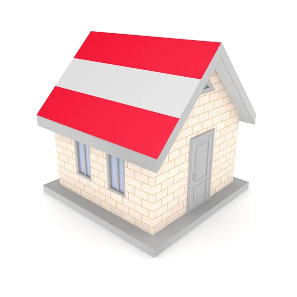 Small house with austrian flag of on a roof. — Stock Photo, Image