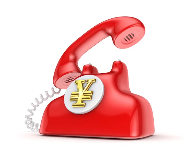 Retro-Telefon mit Yen-Symbol. — Stockfoto