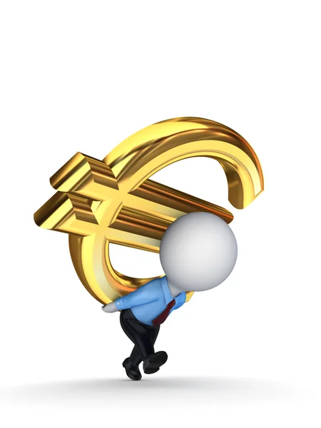 3d small person with a sign of dollar on the back. — Stock Photo, Image