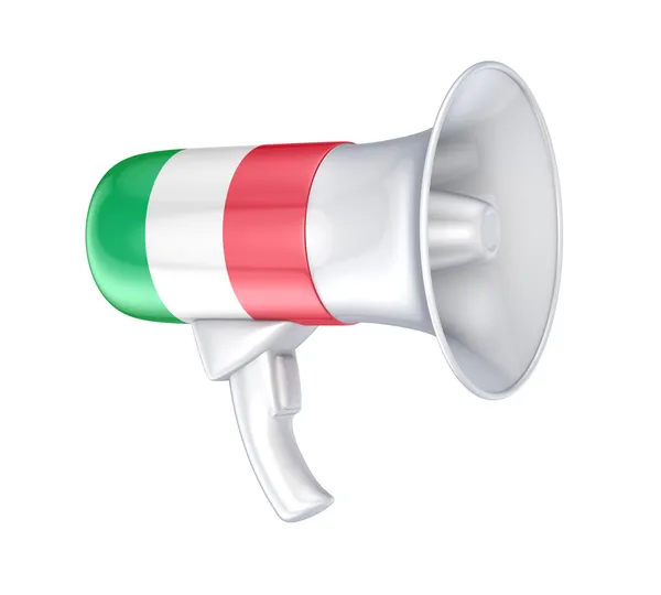 Loudspeaker with italian flag. — Stock Photo, Image