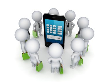 3D küçük cep telefonu çevresinde.