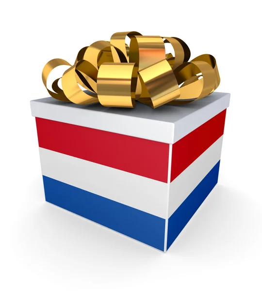 Giftbox Hollanda bayrağı ile. — Stok fotoğraf