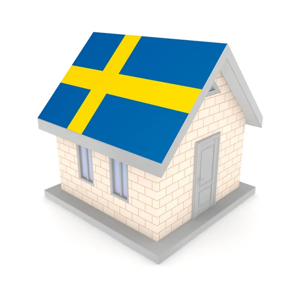 Small house with a flag of on a roof. — Stock Photo, Image