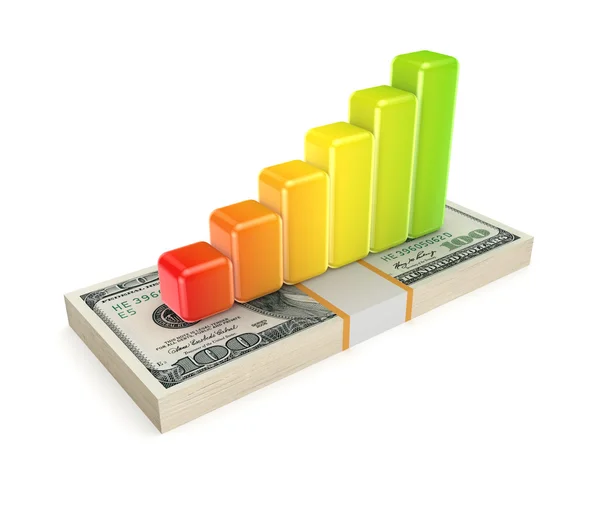 Colorful graph on dollar pack. — Stock Photo, Image