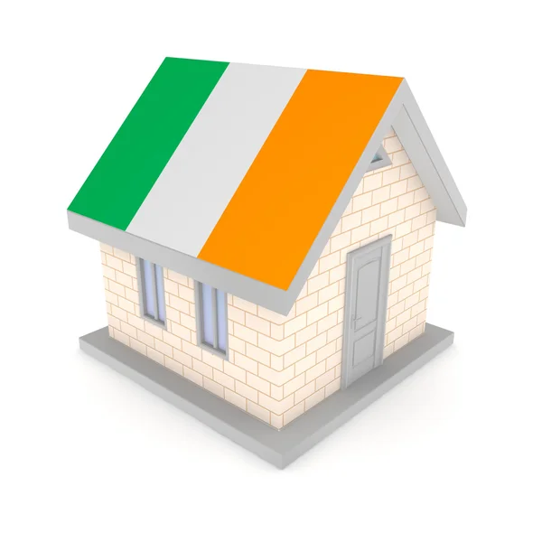 Small house with irish flag of on a roof. — Stock Photo, Image