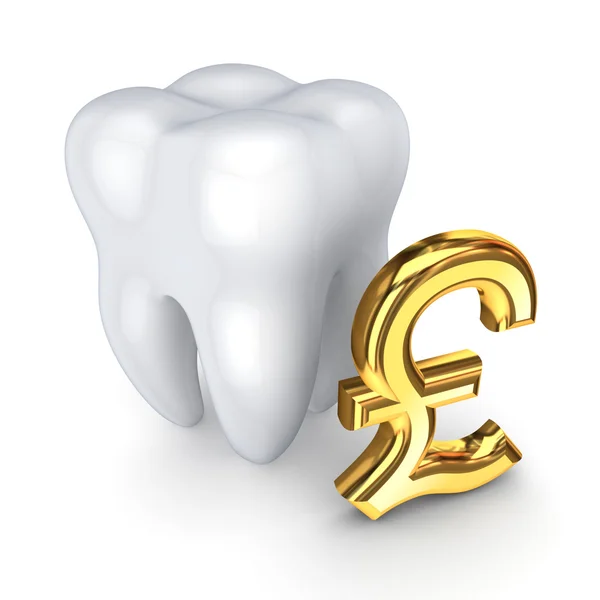 Tooth and symbol of pound sterling. — Stock Photo, Image