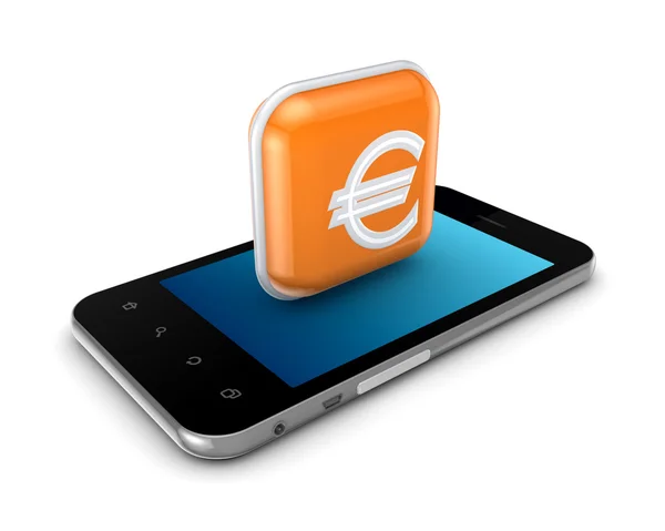 Mobile phone with a symbol of euro. — Stock Photo, Image
