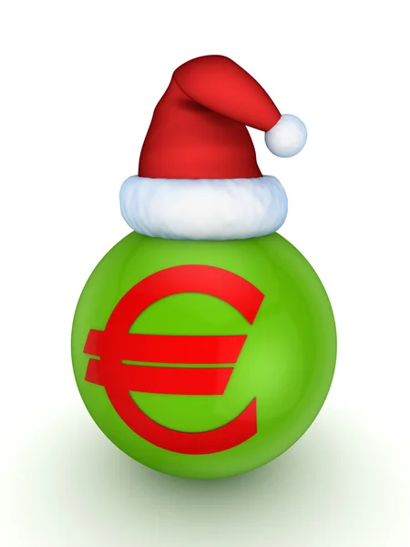 Green sphere with red symbol of euro. — Stock Photo, Image