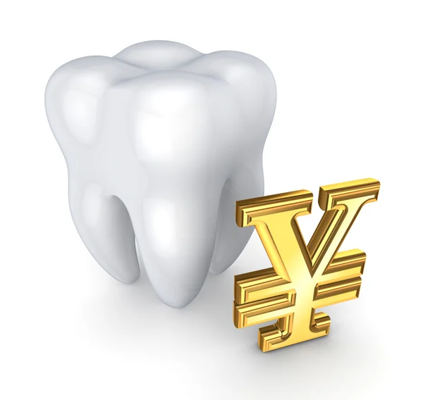 Tooth and symbol of yen. — Stock Photo, Image