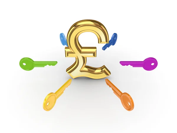 Colorful keys around pound sterling sign. — Stock Photo, Image