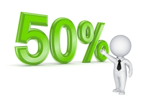 3d small person and 50%. — Stock Photo, Image