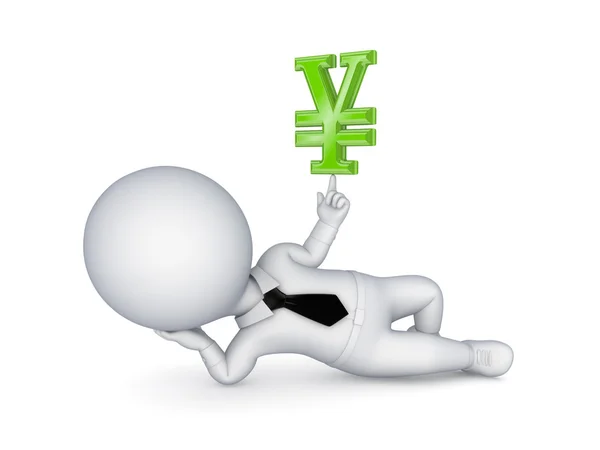 3d small person with a sign on Yen. — Stock Photo, Image