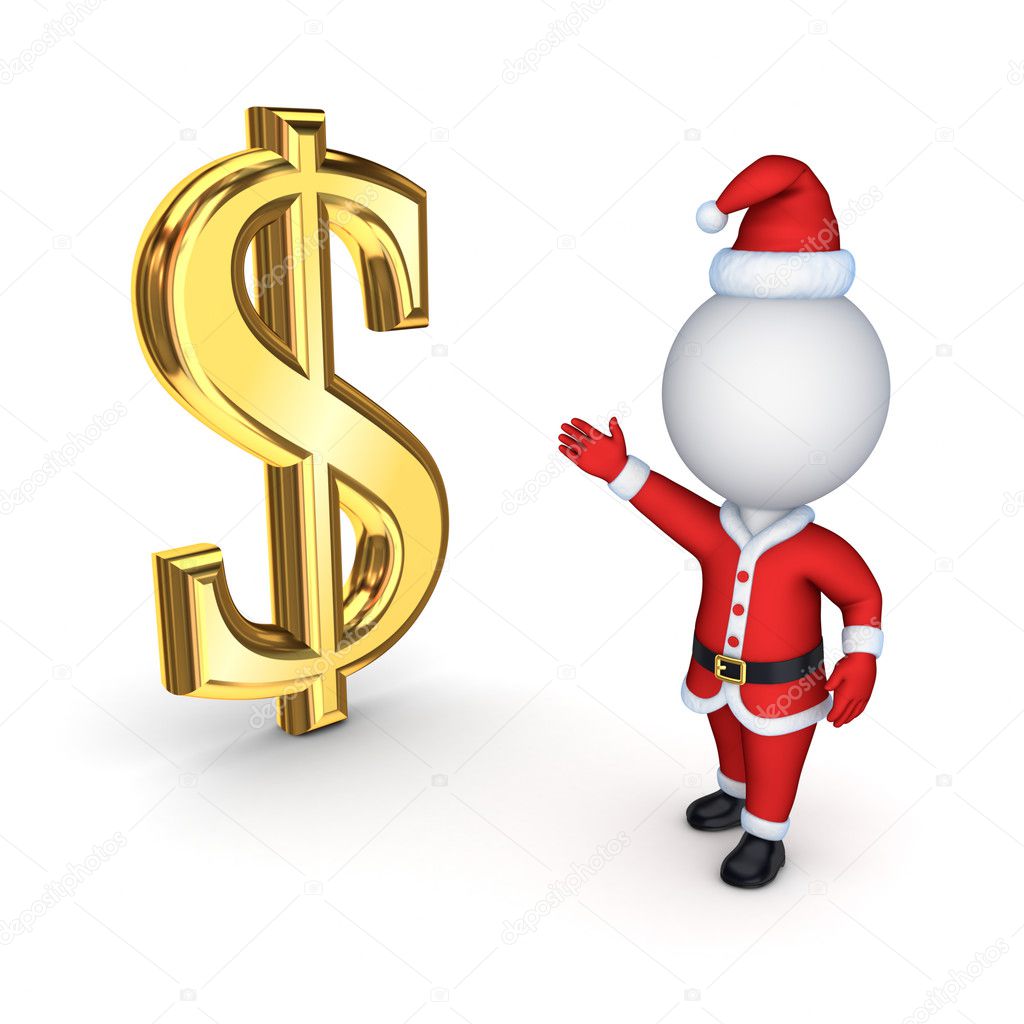 Santa with a symbol of dollar.