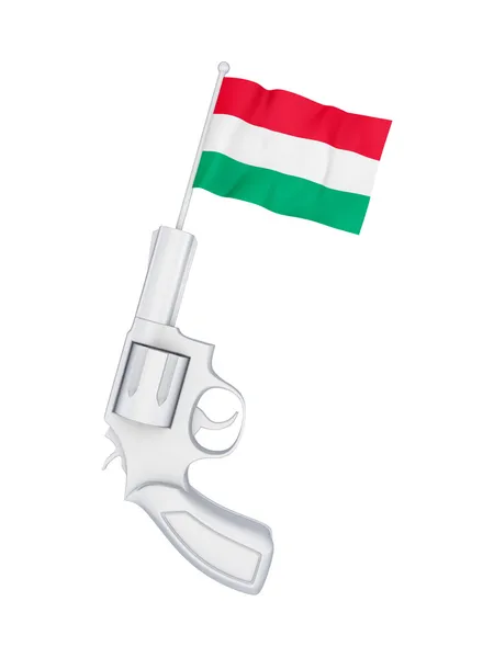 Revolver s vlajkou Maďarština. — Stock fotografie