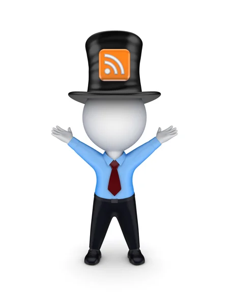 Green top-hat with symbol of RSS. — Stock Photo, Image