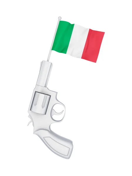 Revólver con bandera de Italia . —  Fotos de Stock