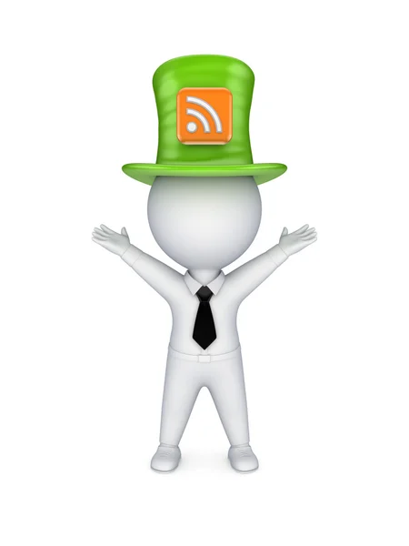 Green top-hat with symbol of RSS. — Stock Photo, Image