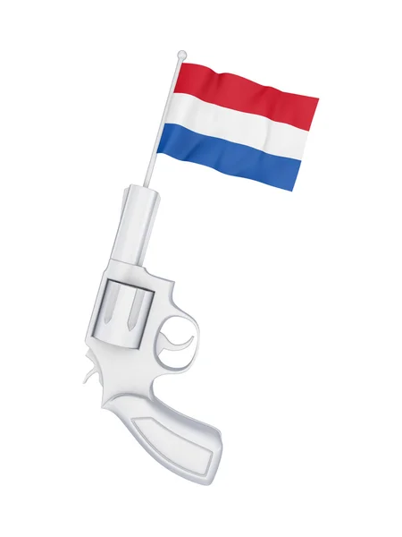 Revolver with a flag of Netherlands. — Stock Photo, Image