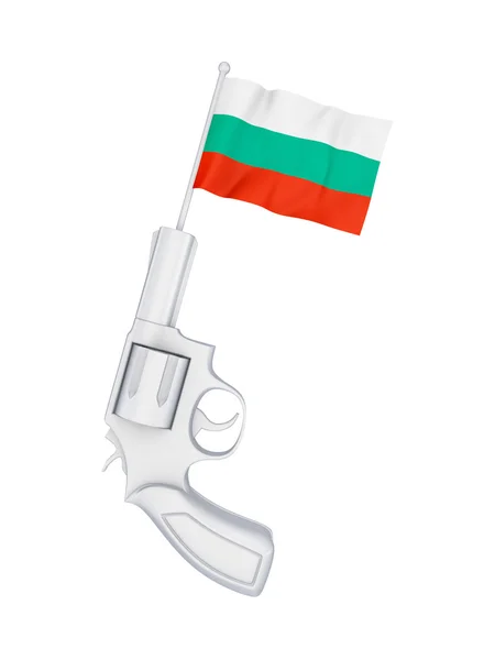 Rewolwer z flagą z Bułgarii. — Zdjęcie stockowe