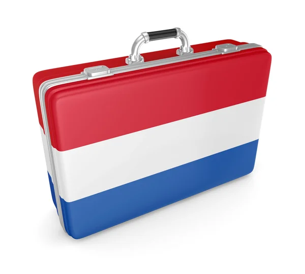 Suitcase with flag of Netherlands. — Stock Photo, Image