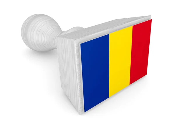 Woden stamp with romanian flag. — Stock Photo, Image