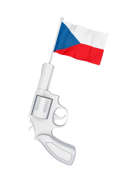 Revólver con bandera de República Checa . —  Fotos de Stock