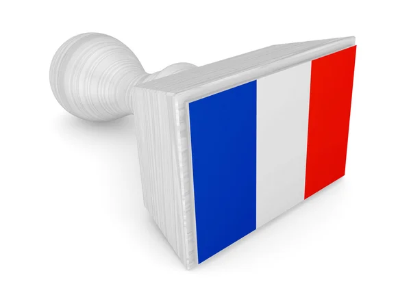 Ξύλινη σφραγίδα με γαλλική σημαία. — Φωτογραφία Αρχείου