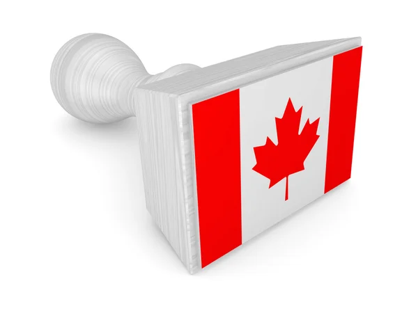 Sello de madera con bandera canadiense . — Foto de Stock