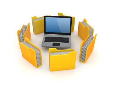 defter çevresinde sarı klasör.