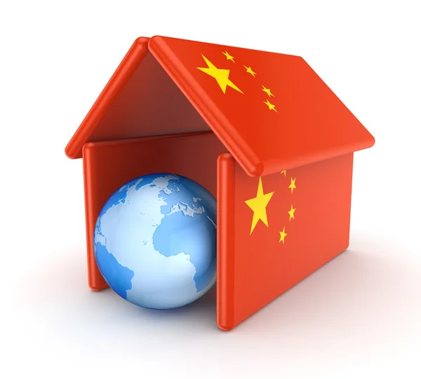 Glob pod banderą chiński. — Zdjęcie stockowe