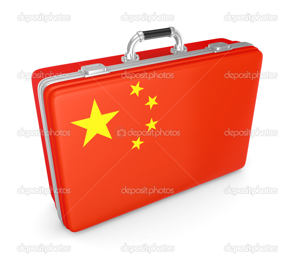 Suitcase with flag of China.