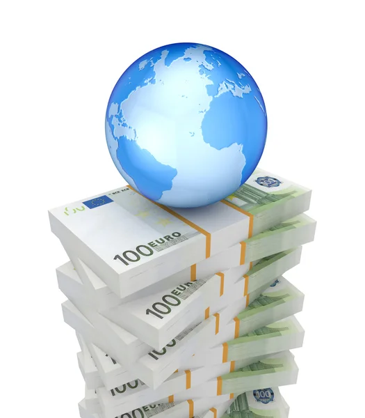 Csomagok az eurót és a föld. — Stock Fotó