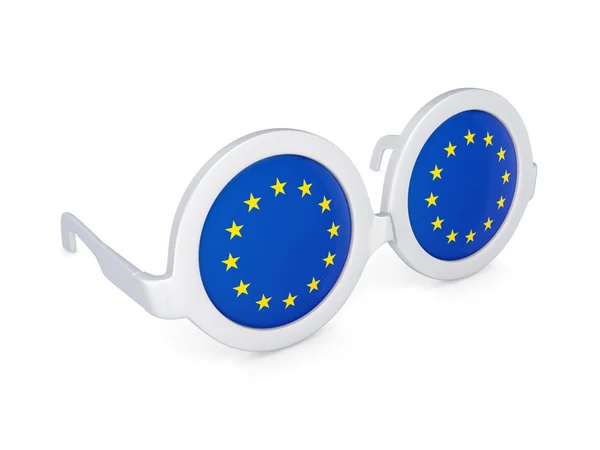 Окуляри з прапором ЄС. — стокове фото