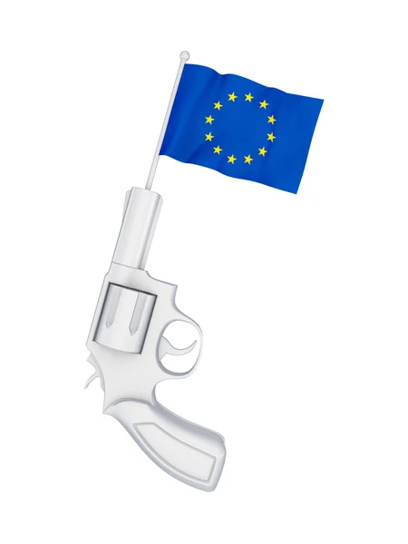 Revolver met een vlag van de eu. — Stockfoto