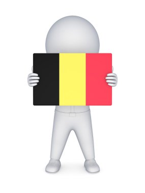 belgia bayrağı ile 3D küçük kişi.