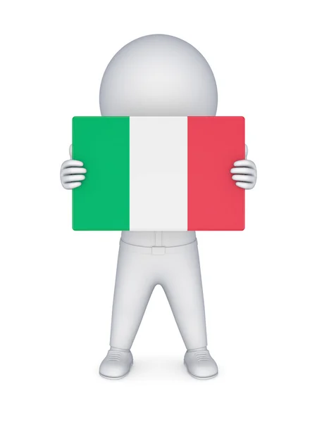 3d persona pequeña con bandera de Italia . —  Fotos de Stock