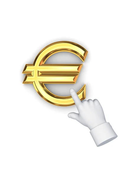 Gestileerde wijzend handje en symbool van euro. — Stockfoto