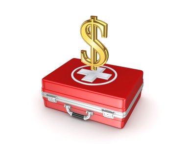 kırmızı bir tıbbi vakada dolar işareti.