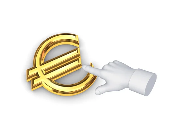 Τυποποιημένο χέρι δείχνοντας και το σύμβολο του ευρώ. — Φωτογραφία Αρχείου