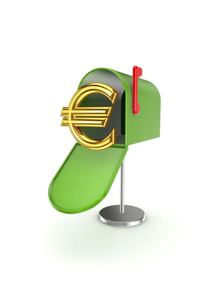 Symbool van euro in postbox. — Stockfoto