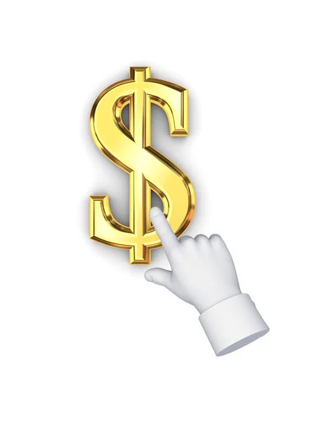 Stilizált mutató kéz és a dollár jelképe. — Stock Fotó