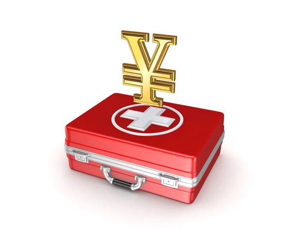 Symbol of yen on medical case. — Stock Photo, Image