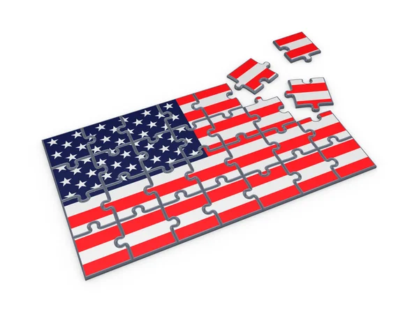 Amerikaanse vlag gemaakt van puzzels. — Stockfoto