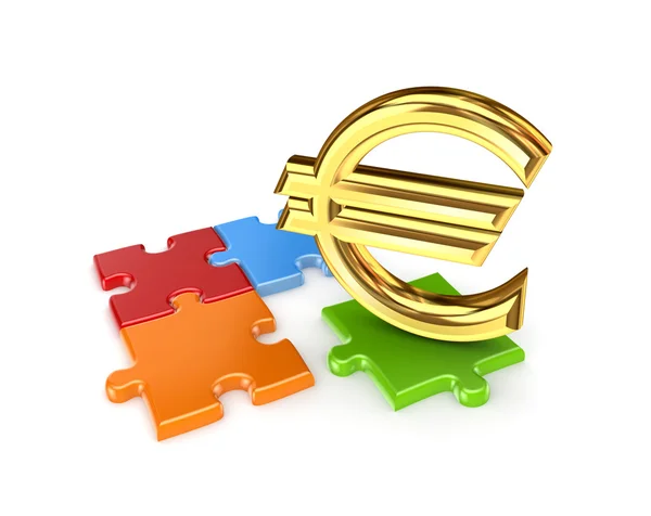 Puzzles and symbol of Euro. — Stock Photo, Image