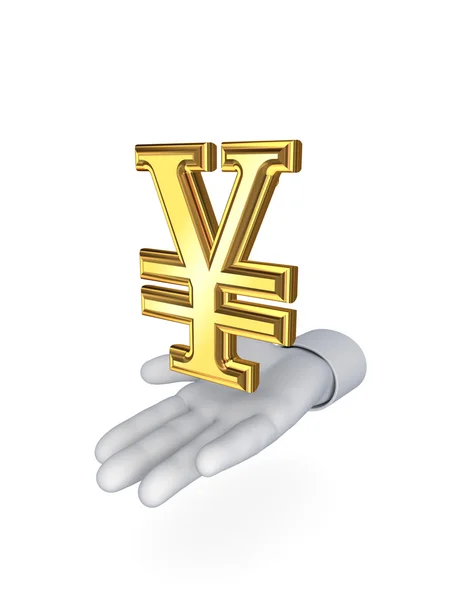 Mano estilizada y símbolo del yen . — Foto de Stock