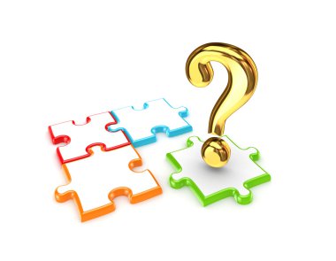 renkli bulmaca ve kırmızı sorgu işareti.