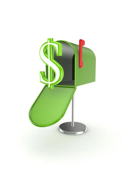 Symbool van dollar in postbox. — Stockfoto