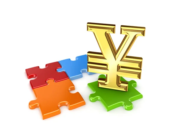 Puzzels en symbool van yen. — Stockfoto