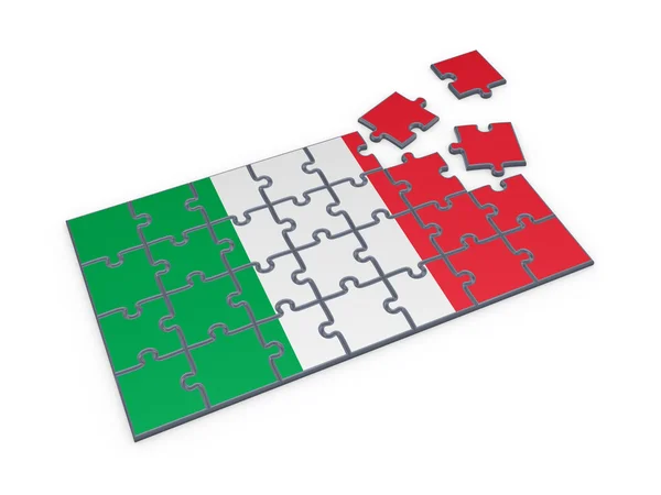 Bandeira italiana feita de quebra-cabeças . — Fotografia de Stock